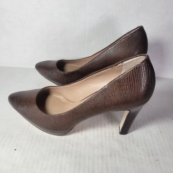 Franco Sarto Artists Brown Textured Leather Pointed Toe 3" Heels Size 6M - Picture 1 of 8